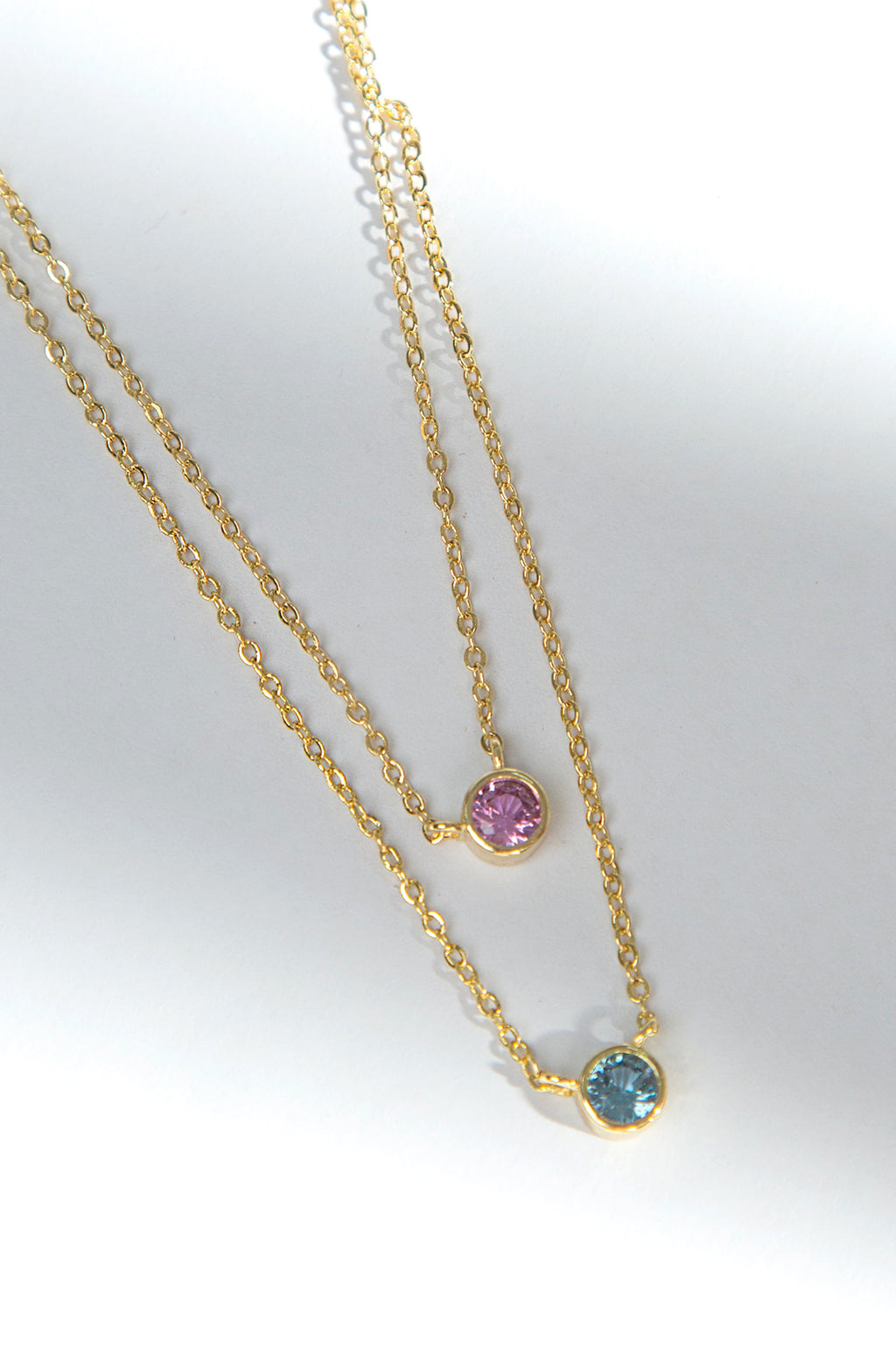 Rose & Green Stones Layered Necklace