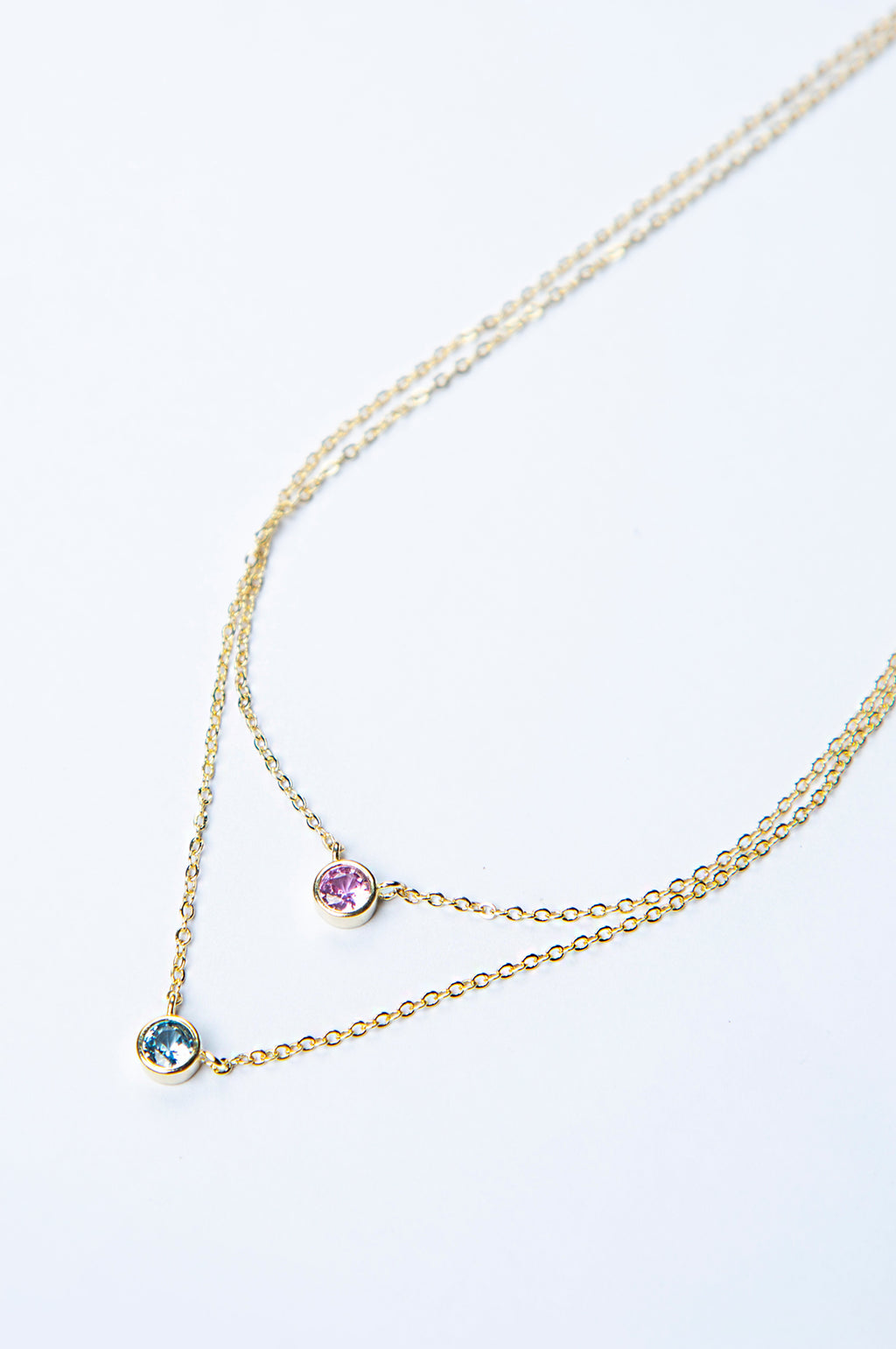 Rose & Green Stones Layered Necklace