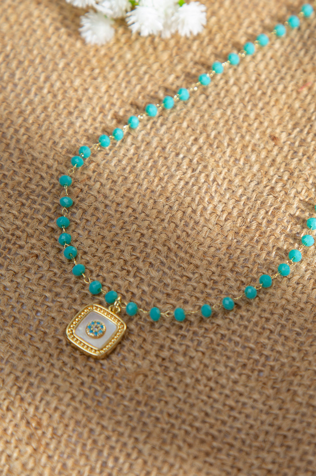 18K Gold-Plated Turquoise Pearl Necklace