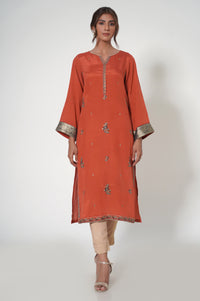 Stitched 1 Piece Raw Silk Embroidered Shirt