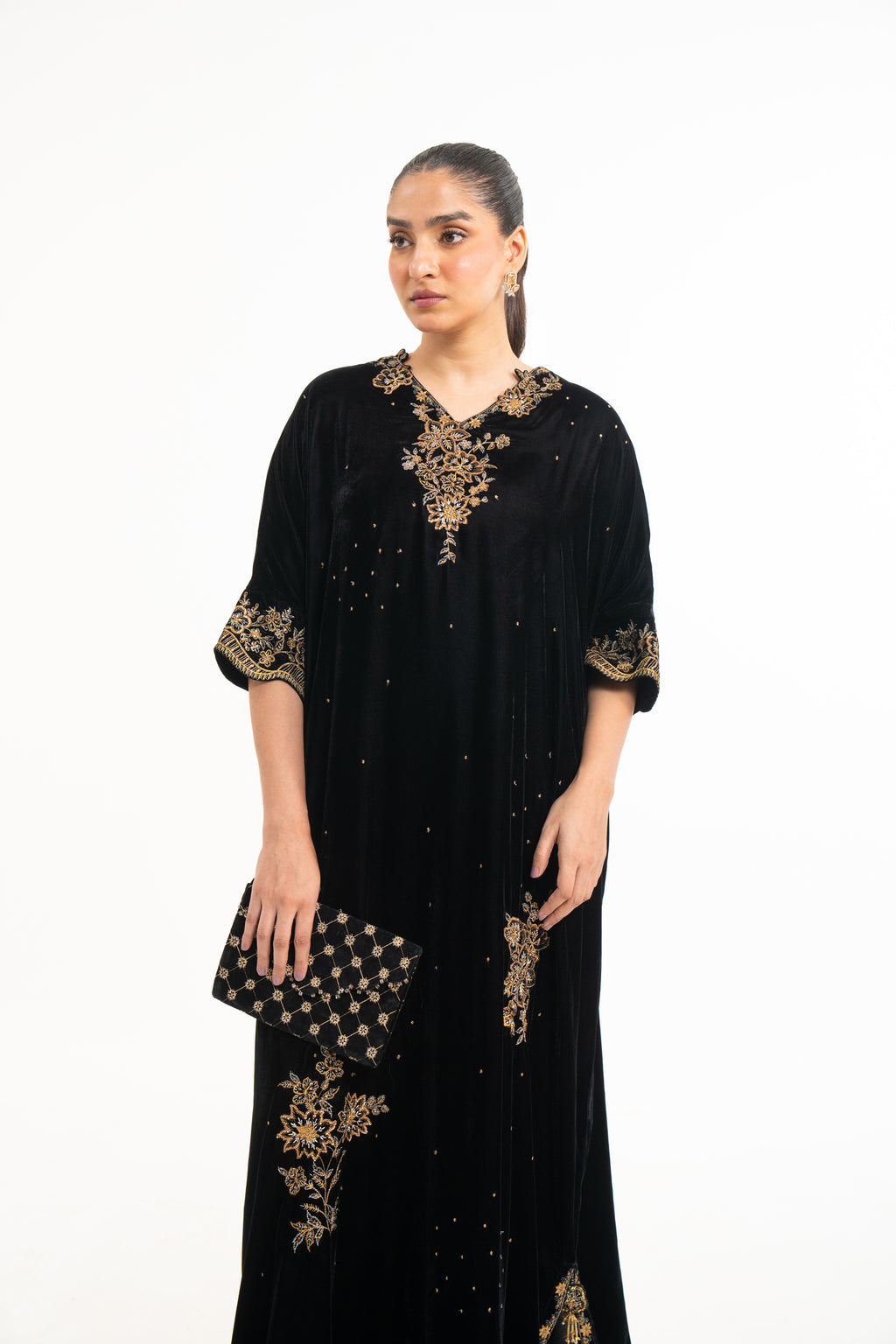 EMBROIDERED VELVET KAFTAN