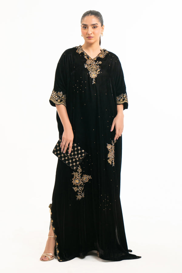 EMBROIDERED VELVET KAFTAN