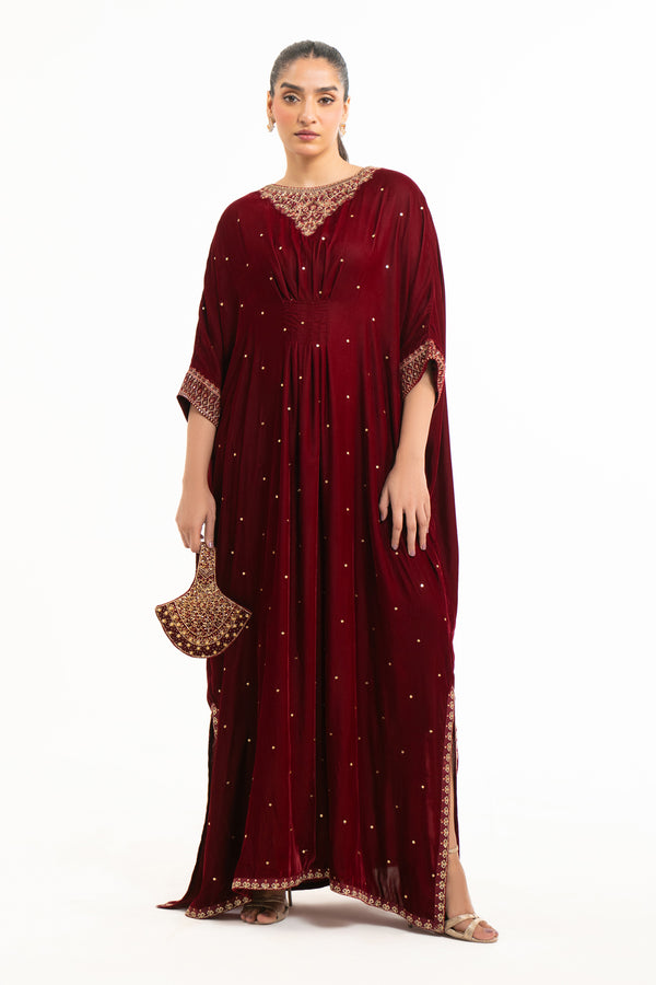 EMBROIDERED VELVET KAFTAN