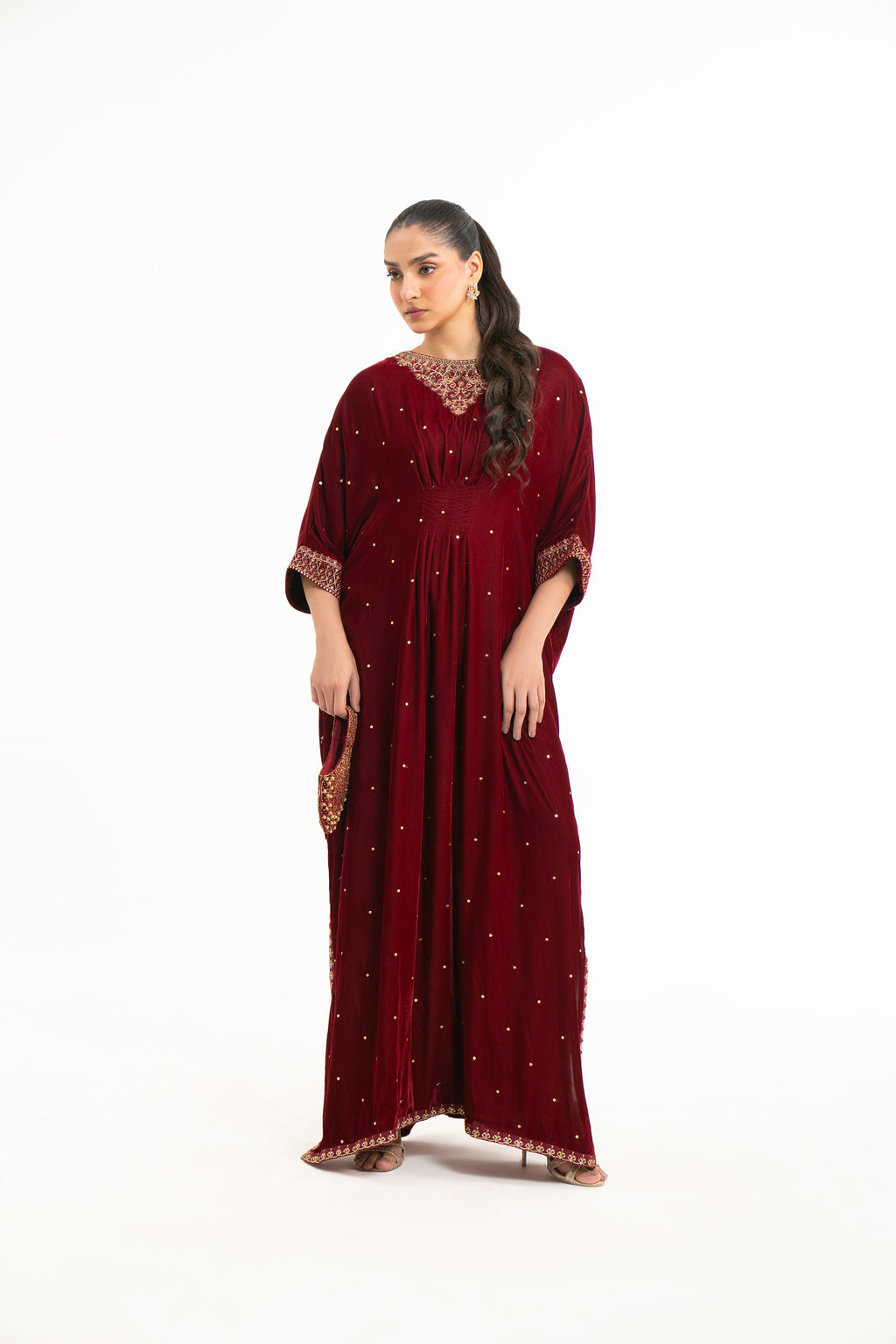 EMBROIDERED VELVET KAFTAN