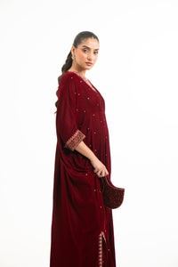 EMBROIDERED VELVET KAFTAN