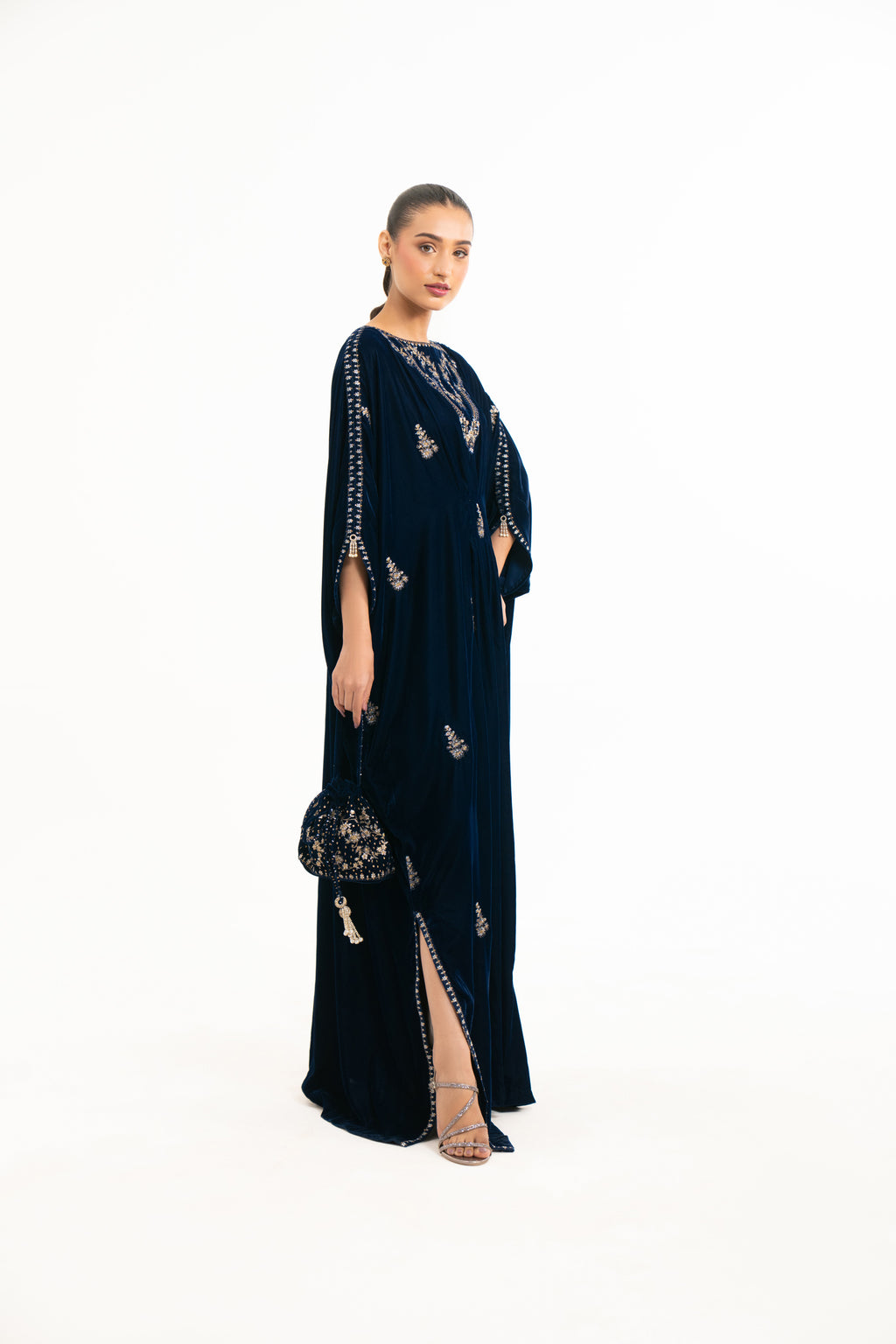 EMBROIDERED VELVET KAFTAN