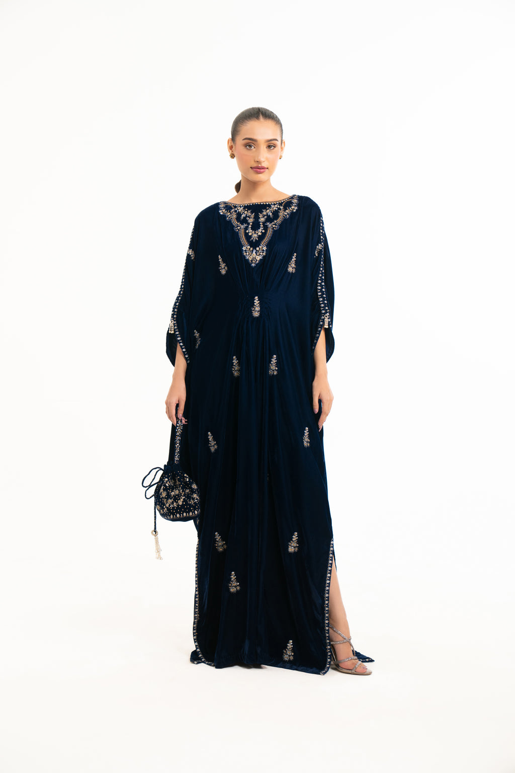 EMBROIDERED VELVET KAFTAN