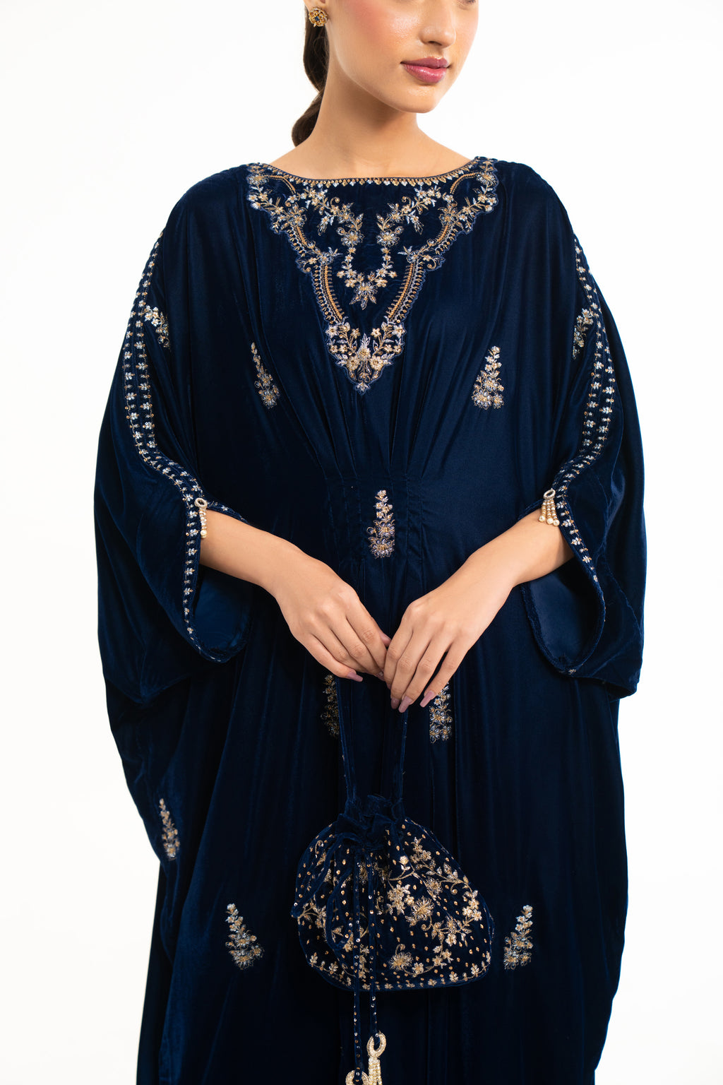 EMBROIDERED VELVET KAFTAN