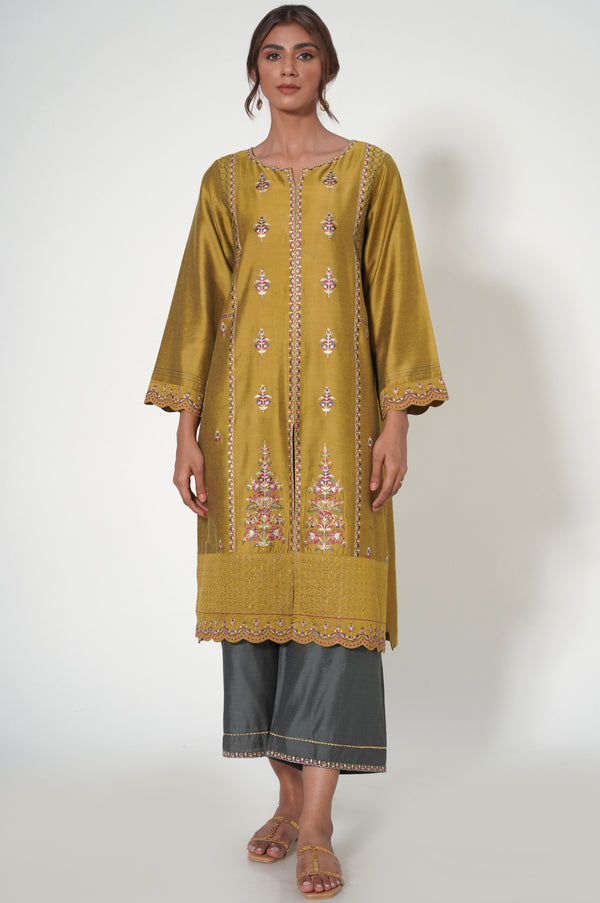 Stitched 2 Piece Cotton Silk Embroidered Outfit
