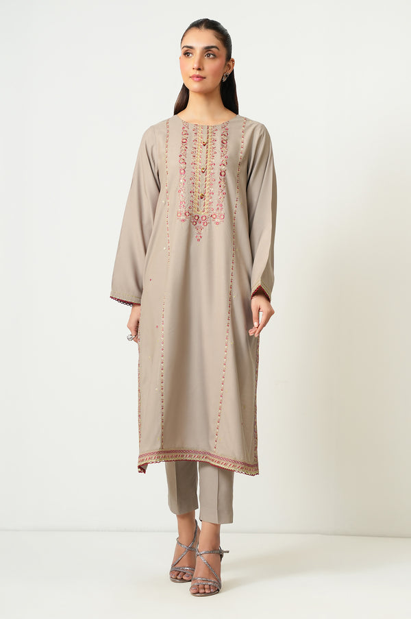 Stitched 2 Piece Embroidered Oak Silk Suit