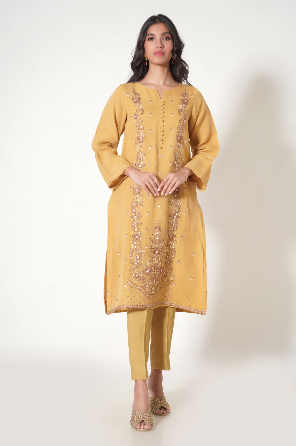 Stitched 2 Piece Embroidered Organza Outfit