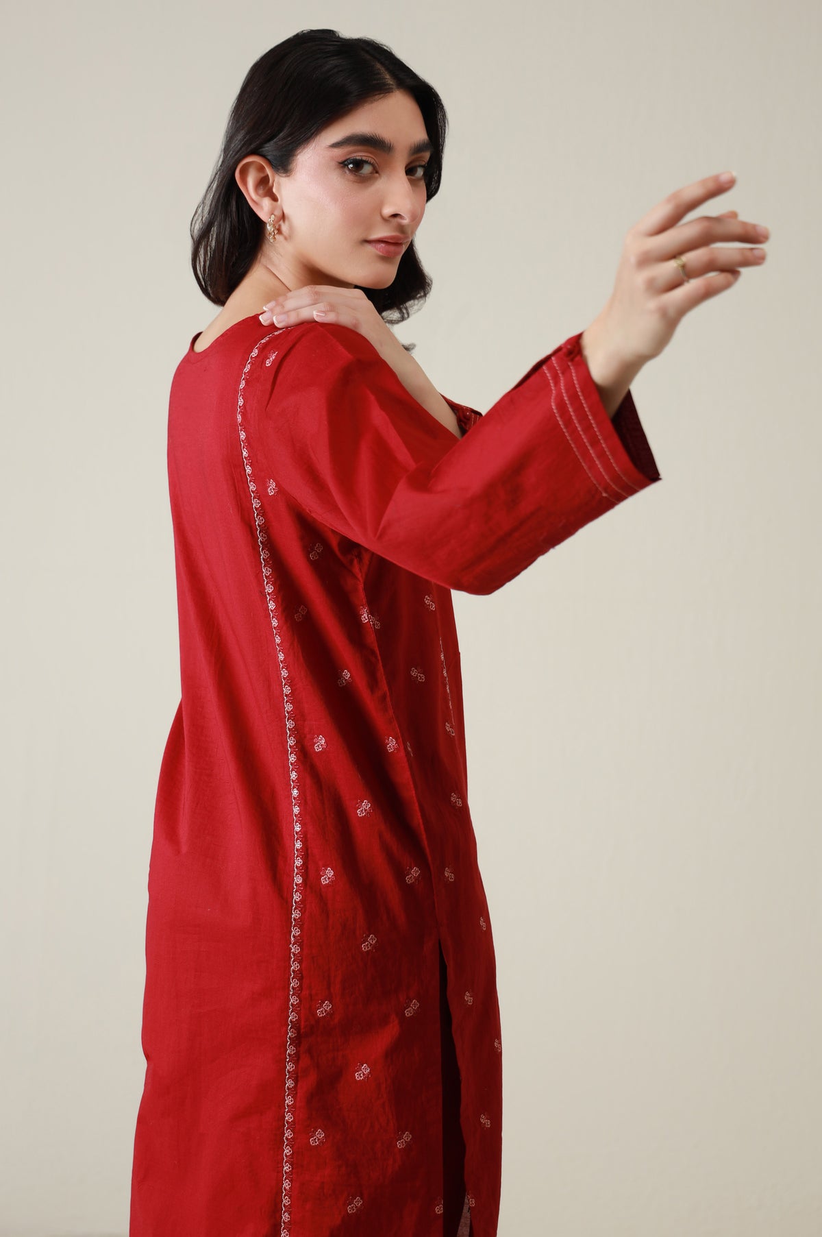 Sticthed 2 Piece Embroidered Cambric Suit