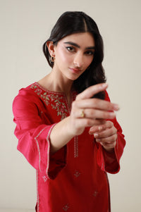 Stitched 2 Piece Embroidered Raw Silk Suit