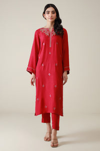 Stitched 2 Piece Embroidered Raw Silk Suit