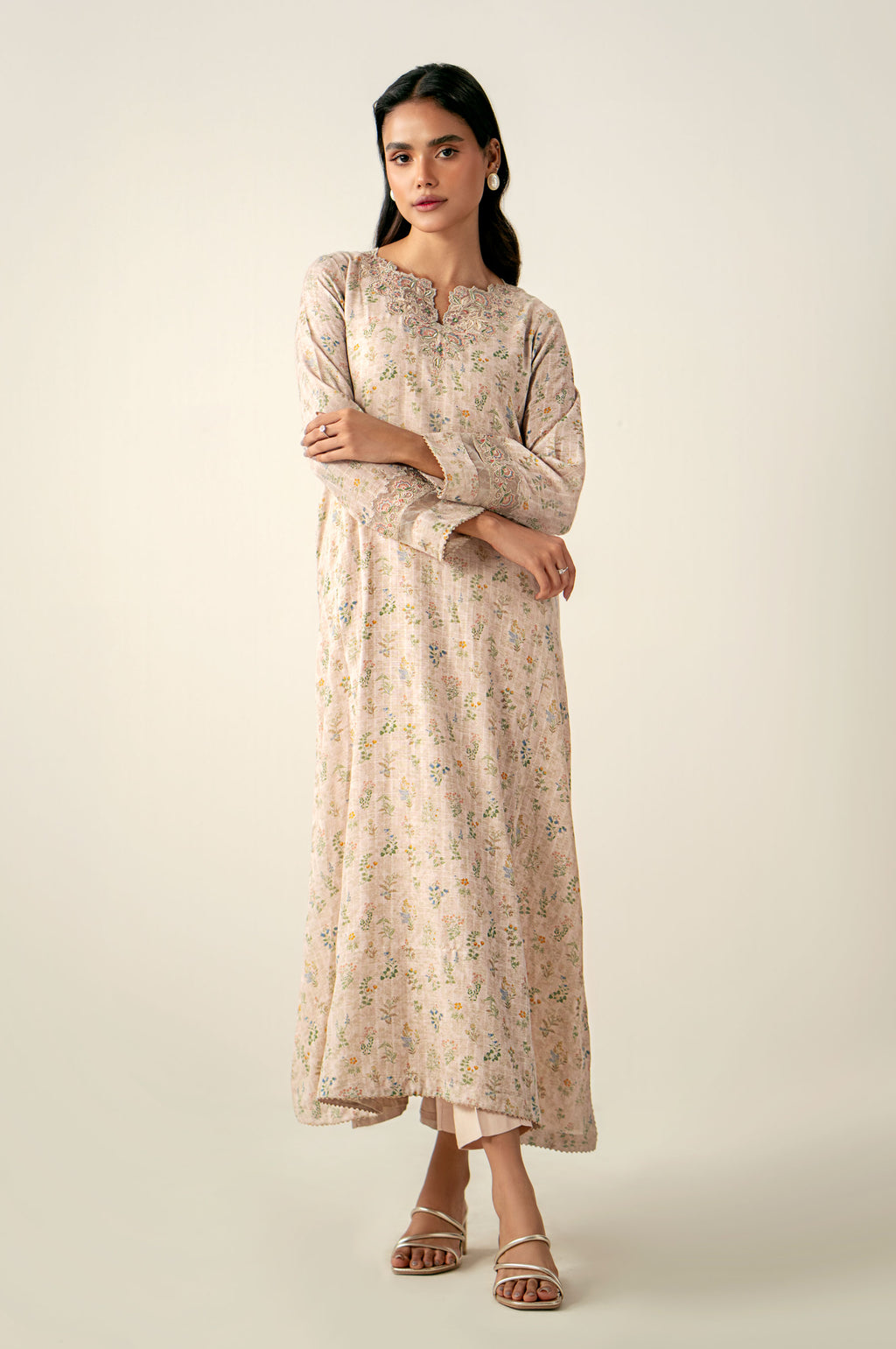Stitched 2 Piece Printed Embroidered Cotton Staple Suit