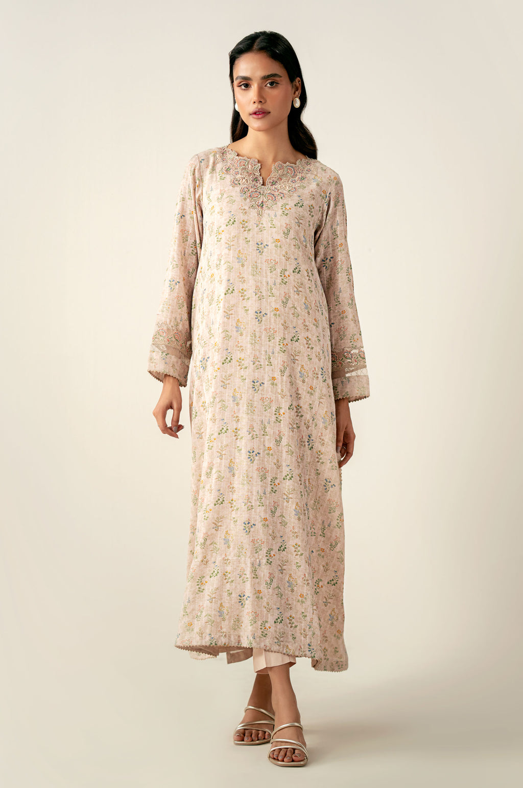 Stitched 2 Piece Printed Embroidered Cotton Staple Suit