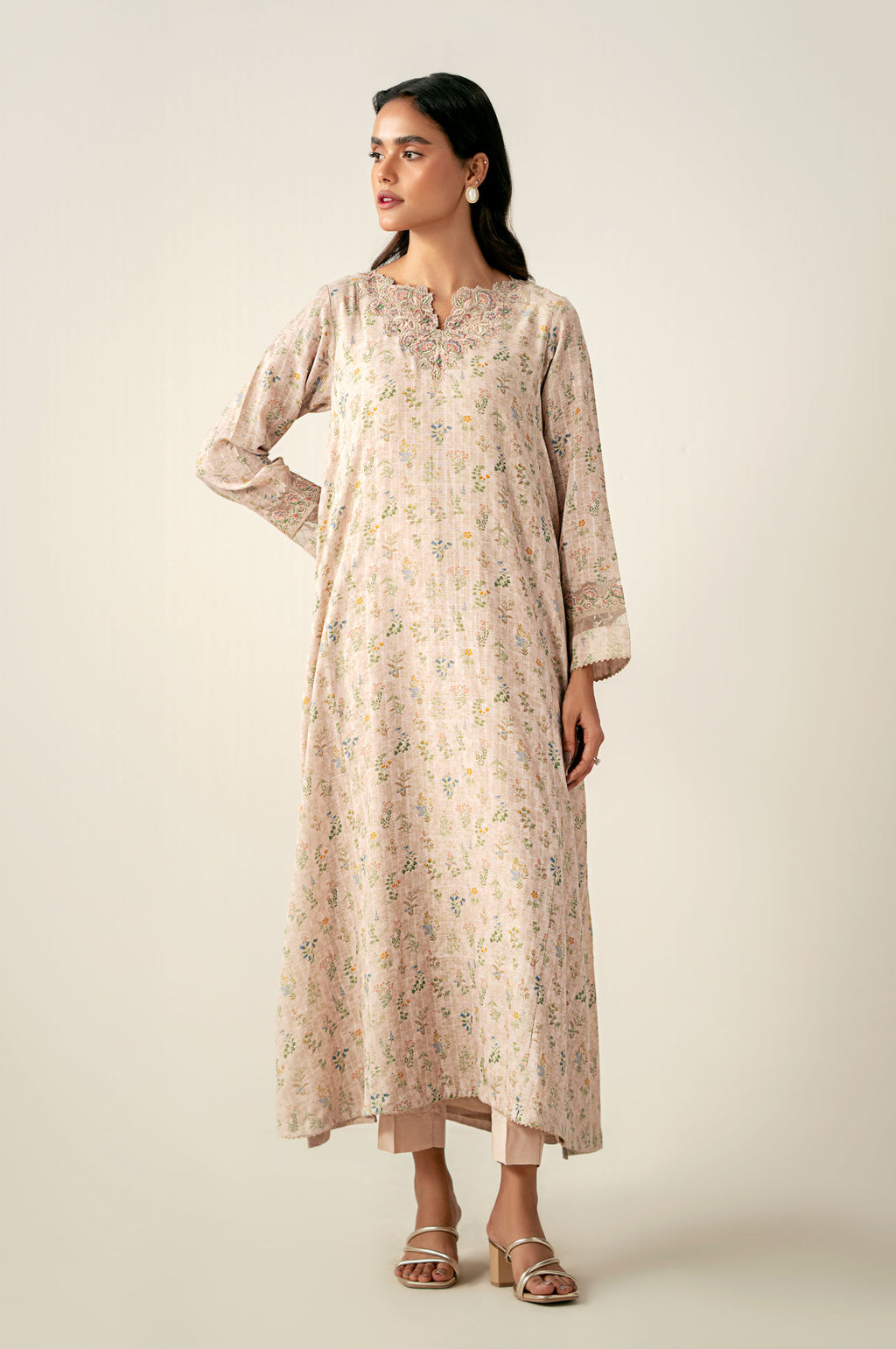 Stitched 2 Piece Printed Embroidered Cotton Staple Suit