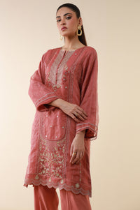 Stitched 2 Piece Embroidered Zari Line Organza Suit
