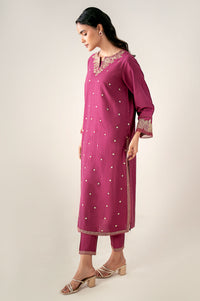 Stitched 2 Piece Embroidered Cotton Silk Suit