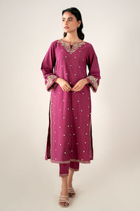 Stitched 2 Piece Embroidered Cotton Silk Suit
