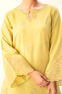 Stitched 2 Piece Embroidered Cotton Silk Suit
