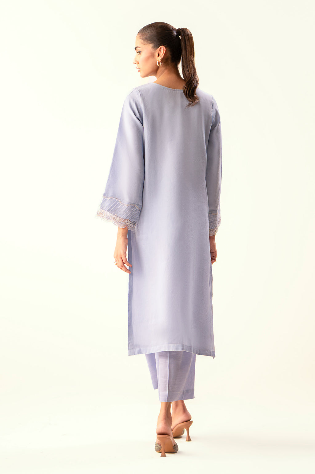 Stitched 2 Piece Embroidered Organza Suit