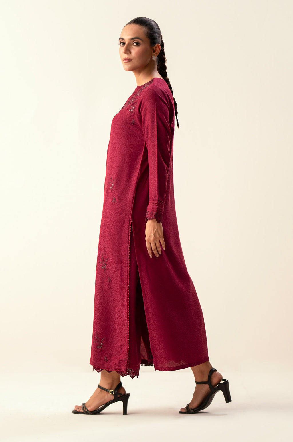 Stitched 2 Piece Embroidered Self Jacquard Suit