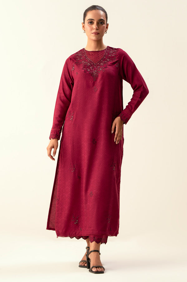 Stitched 2 Piece Embroidered Self Jacquard Suit