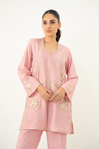 Stitched 2 Piece Embroidered Cotton Silk Suit