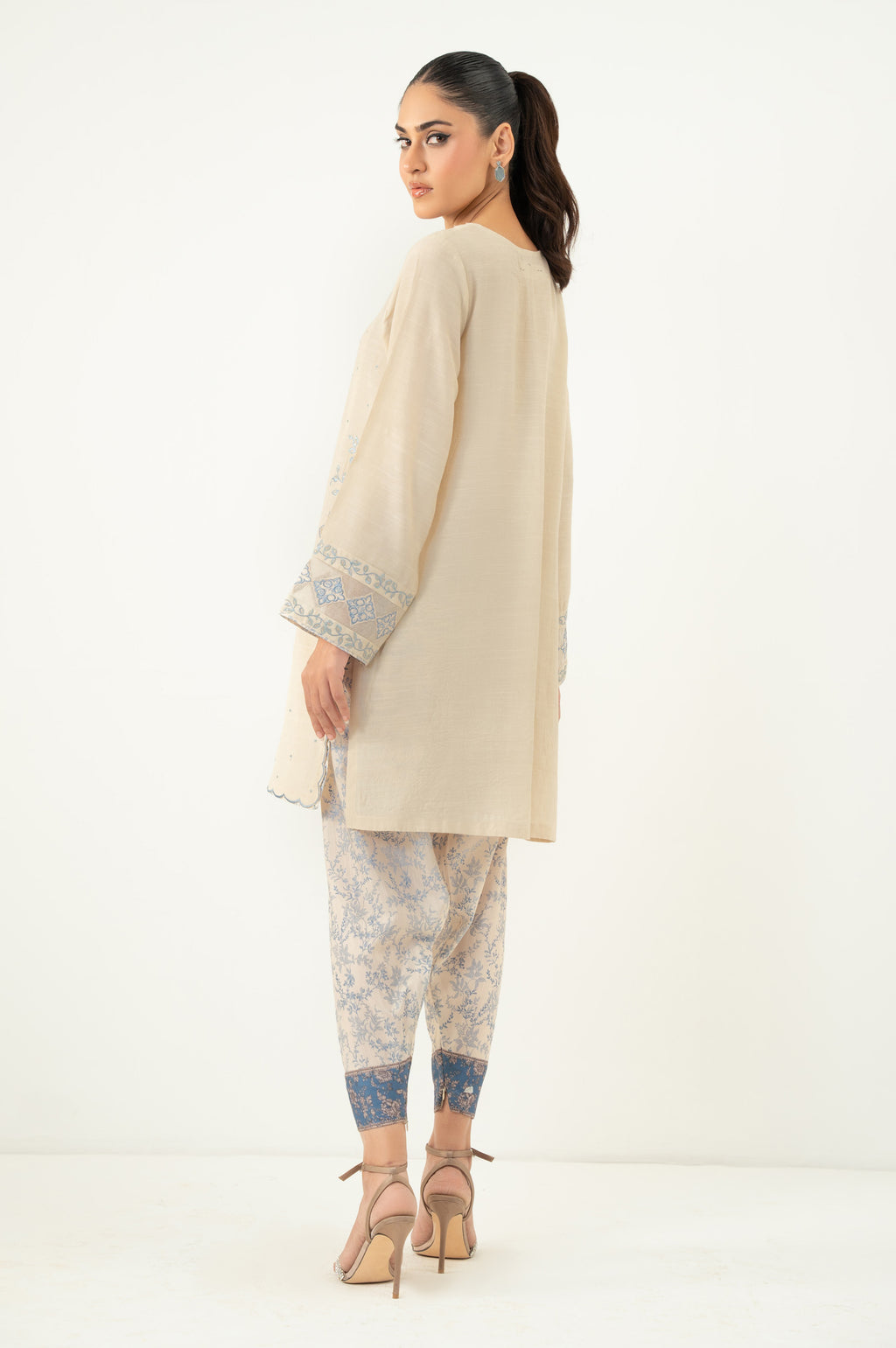 Stitched 2 Piece Embroidered Raw Silk Suit
