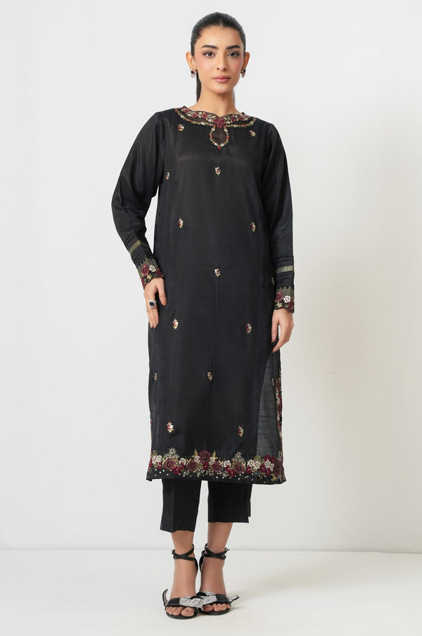 Stitched 2 Piece Embroidered Raw Silk Suit