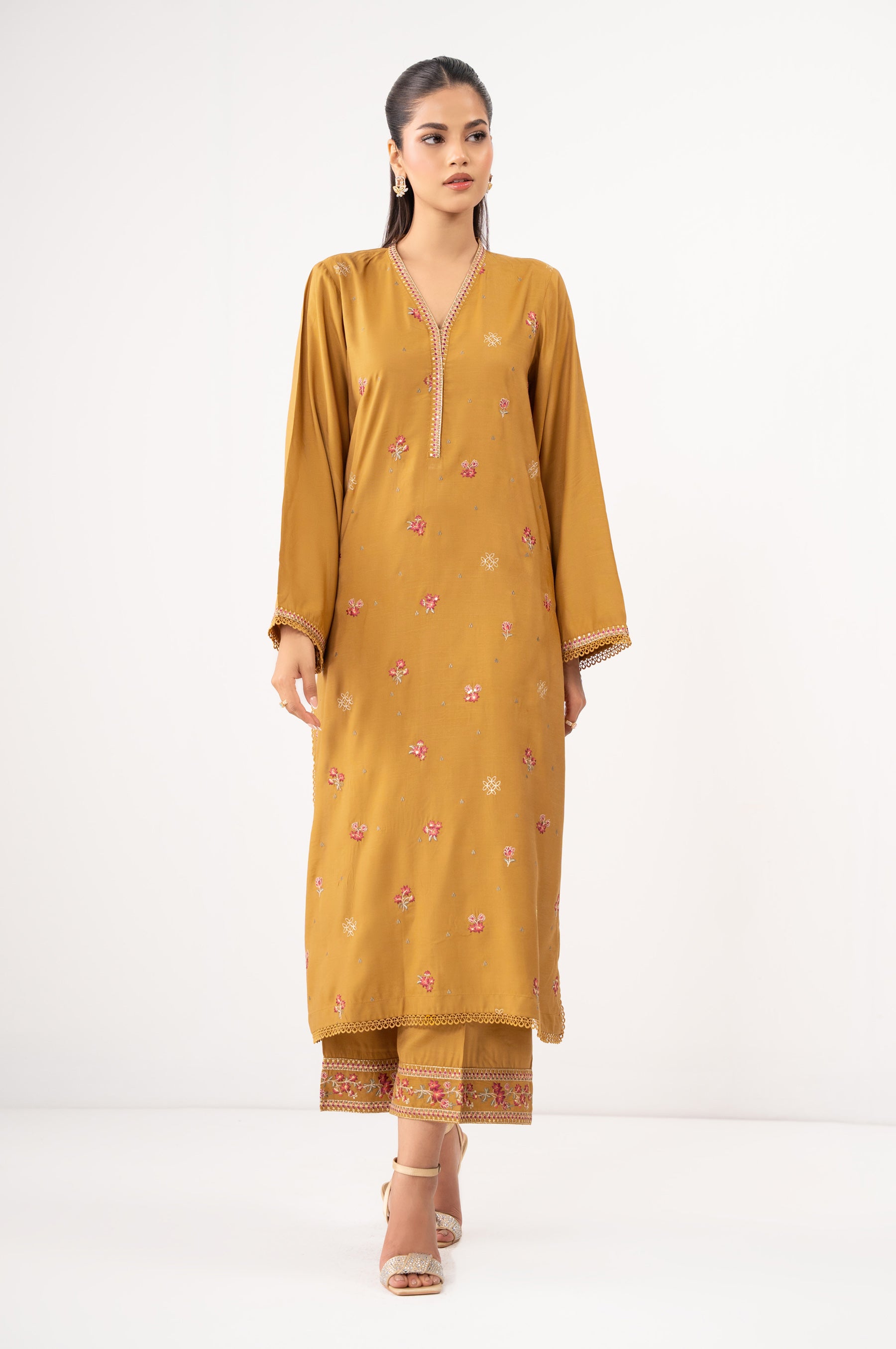 EMBROIDERED RAW SILK STITCHED SHIRT
