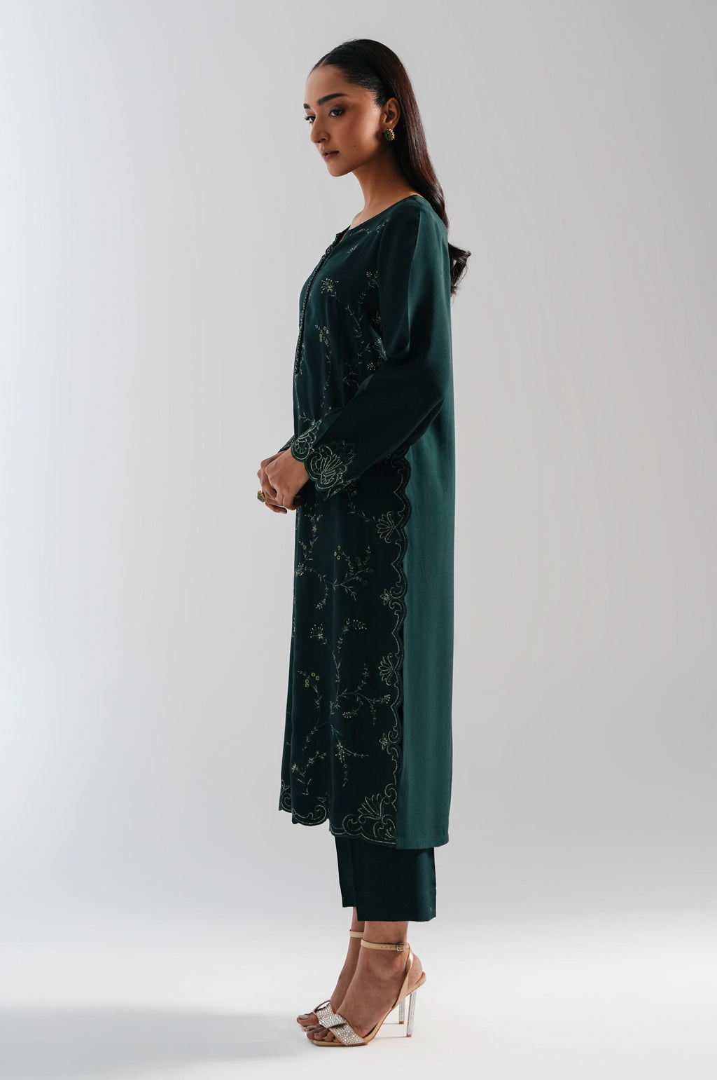 STITCHED EMBROIDERED OAK SILK 2 PIECE SUIT (FACTORY E-OUTLET)