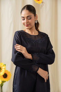 STITCHED EMBROIDERED RAW SILK SUIT