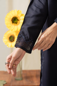 STITCHED EMBROIDERED RAW SILK SUIT