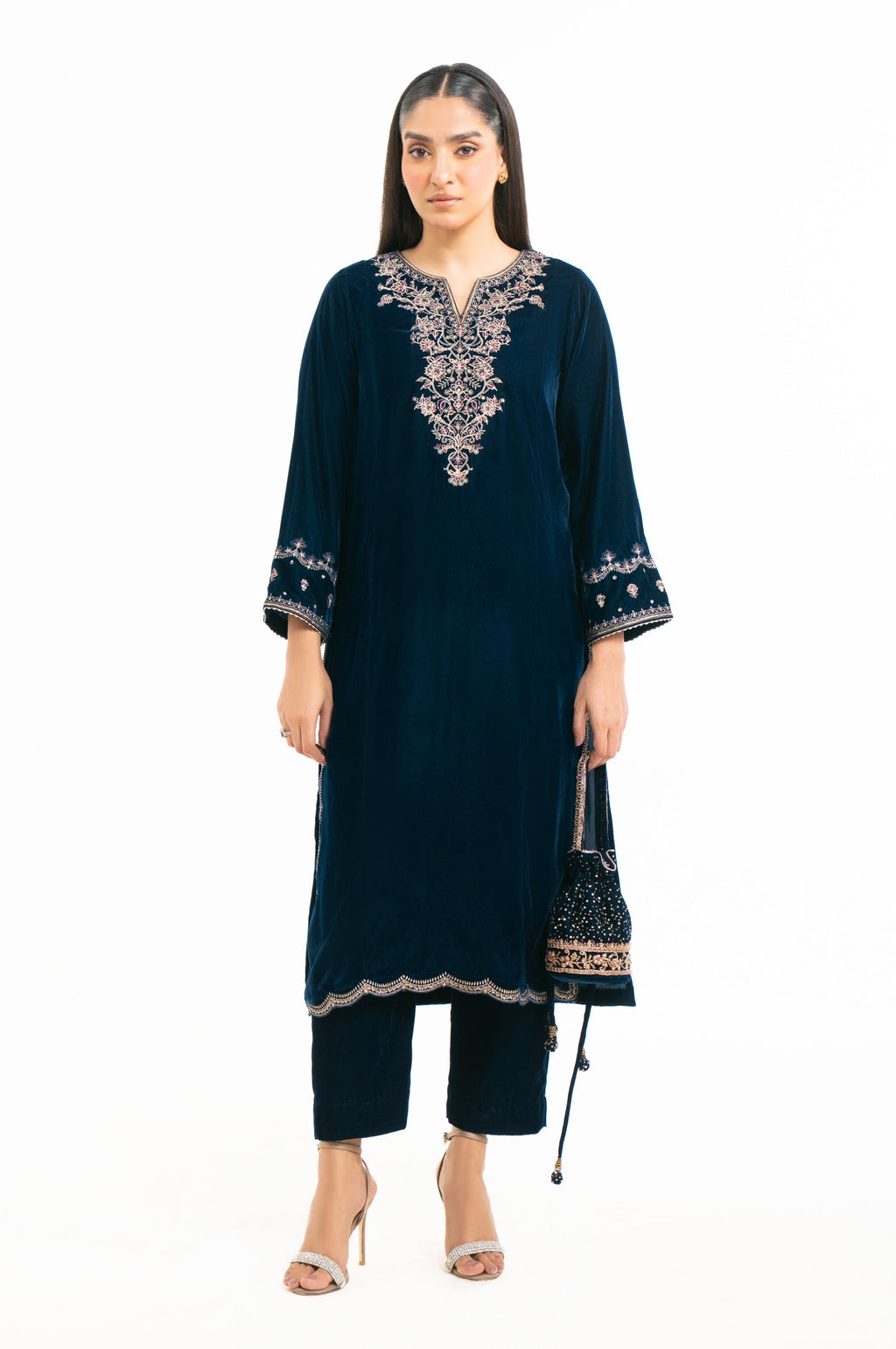 EMBROIDERED VELVET SHIRT & BOTTOM (FACTORY E-OUTLET)