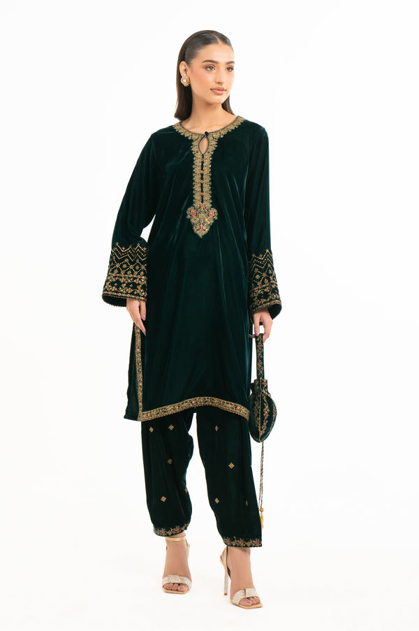 EMBROIDERED VELVET SHIRT & BOTTOM