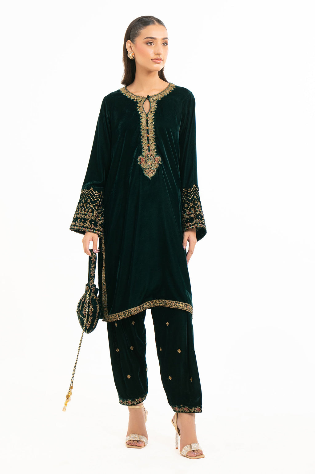 EMBROIDERED VELVET SHIRT & BOTTOM (FACTORY E-OUTLET)