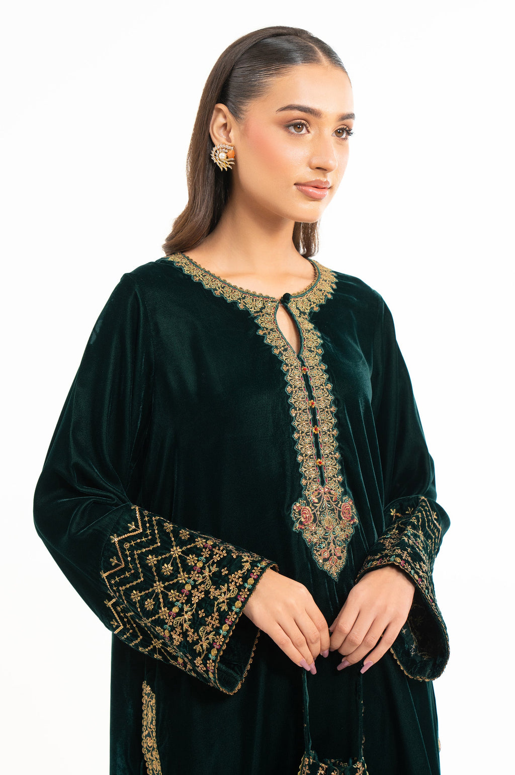 EMBROIDERED VELVET SHIRT & BOTTOM (FACTORY E-OUTLET)