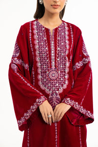 STITCHED EMBROIDERED VELVET SHIRT BOTTOM (FACTORY E-OUTLET)