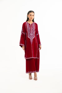 STITCHED EMBROIDERED VELVET SHIRT BOTTOM (FACTORY E-OUTLET)