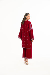 STITCHED EMBROIDERED VELVET SHIRT BOTTOM (FACTORY E-OUTLET)