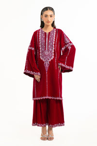 STITCHED EMBROIDERED VELVET SHIRT BOTTOM (FACTORY E-OUTLET)
