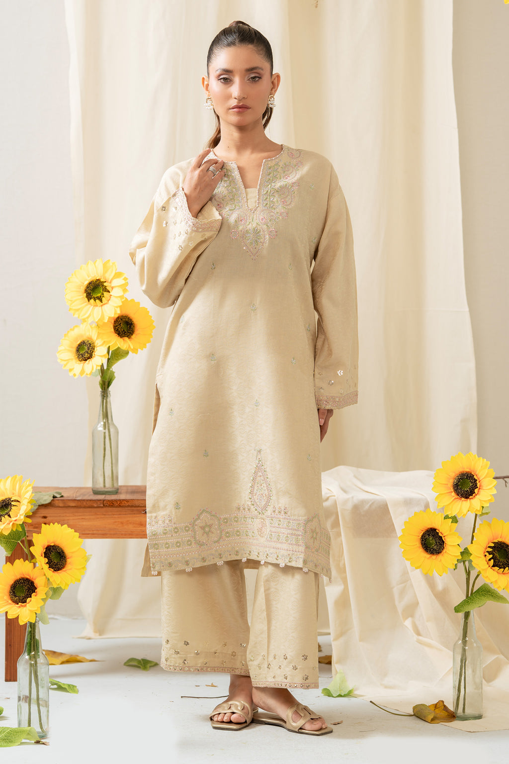 EMBROIDERED JACQUARD STITCHED 2 PIECE SUIT