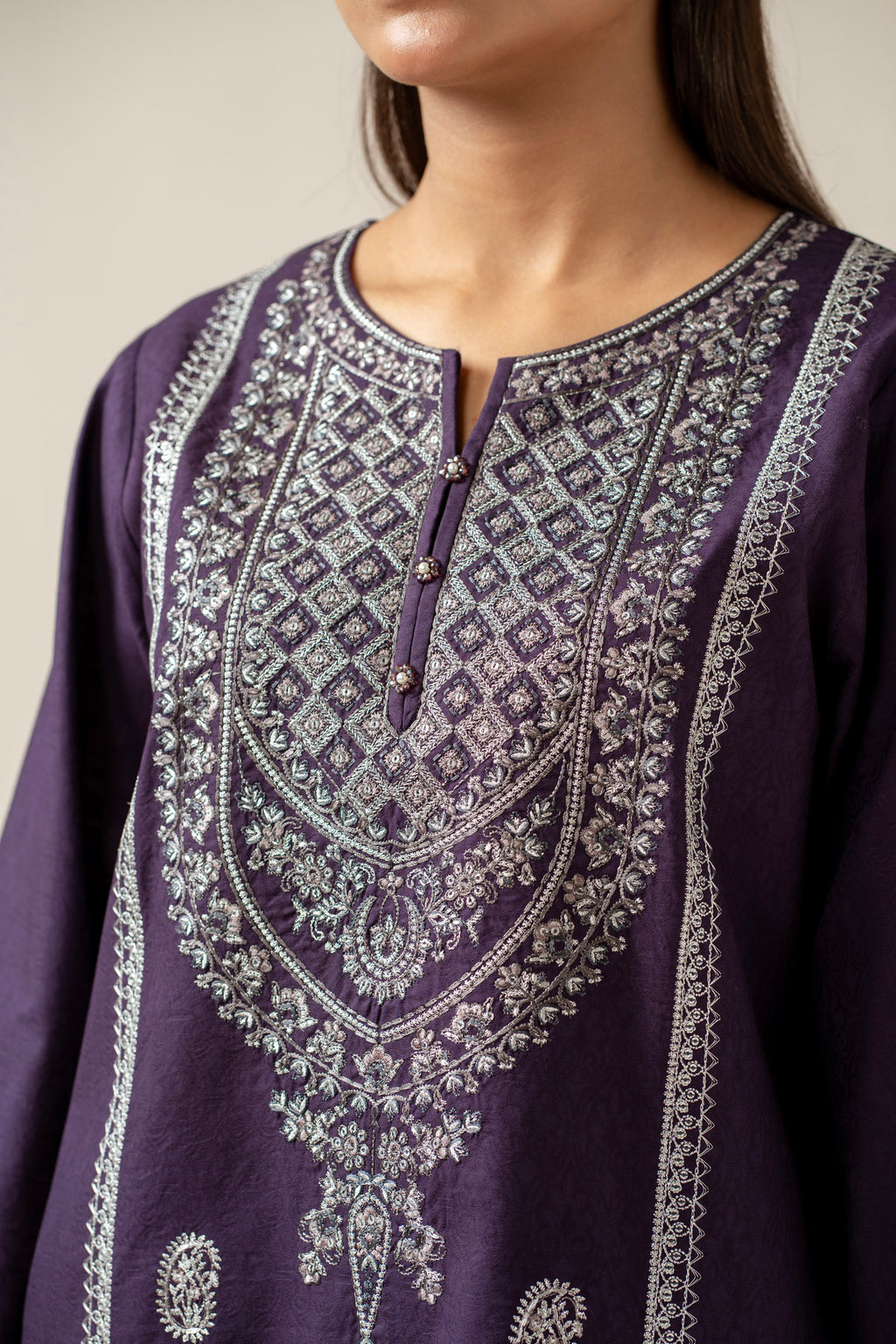 EMBROIDERED JACQUARD STITCHED 2 PIECE SUIT