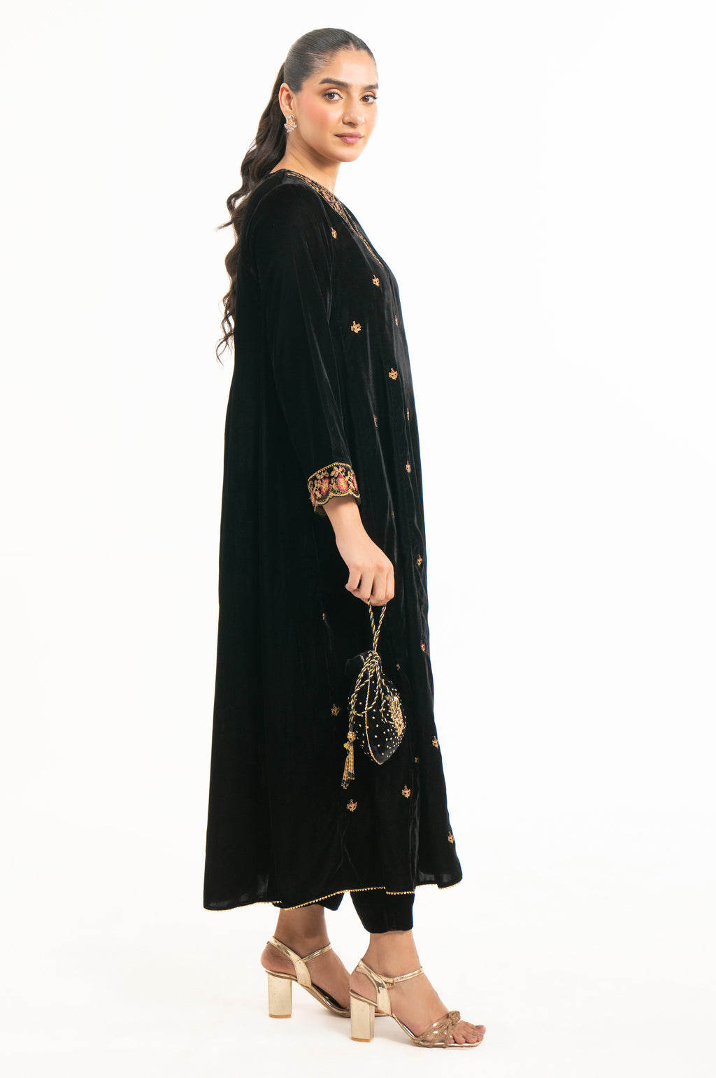 EMBROIDERED VELVET SHIRT & BOTTOM