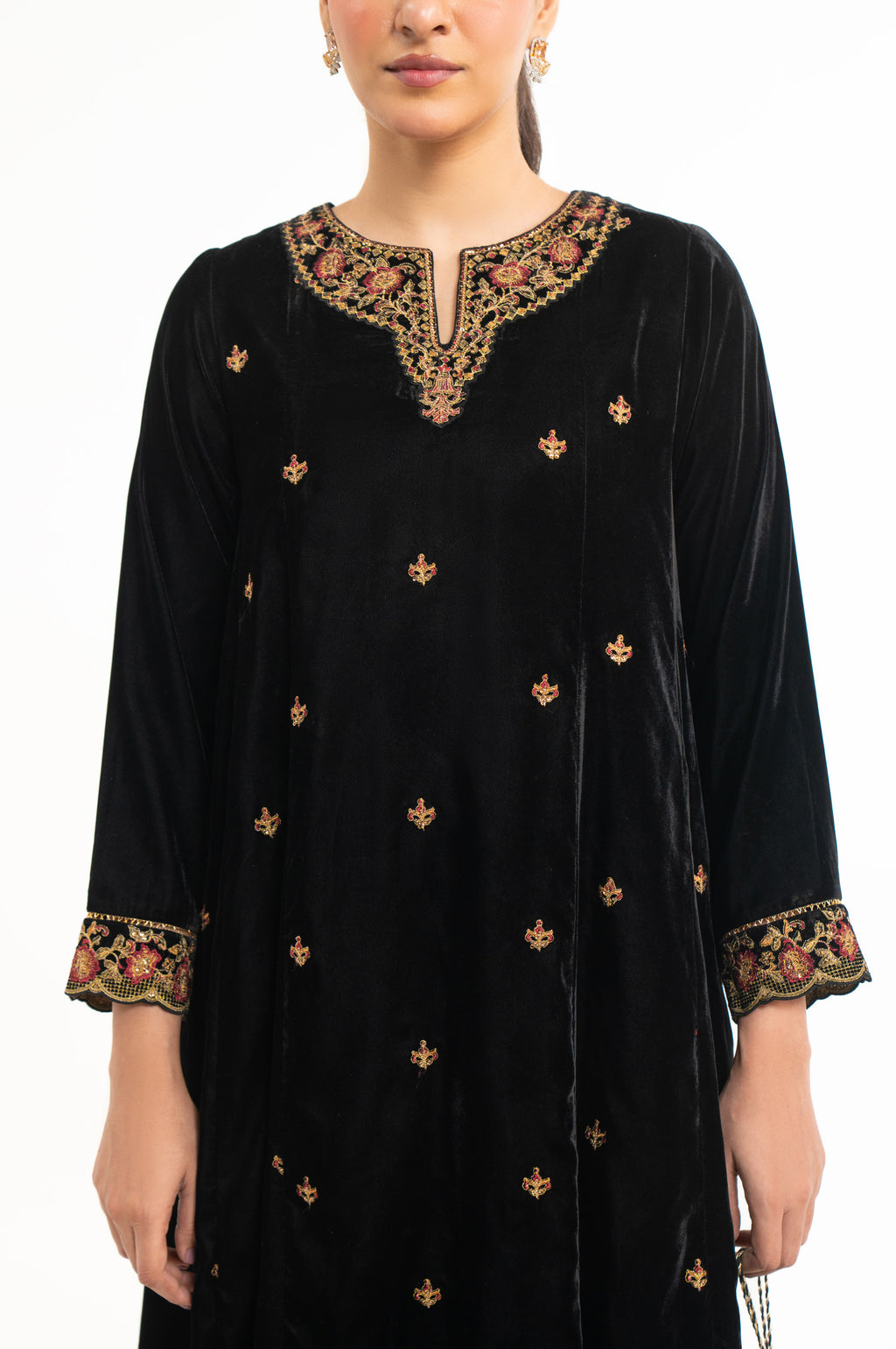 EMBROIDERED VELVET SHIRT & BOTTOM