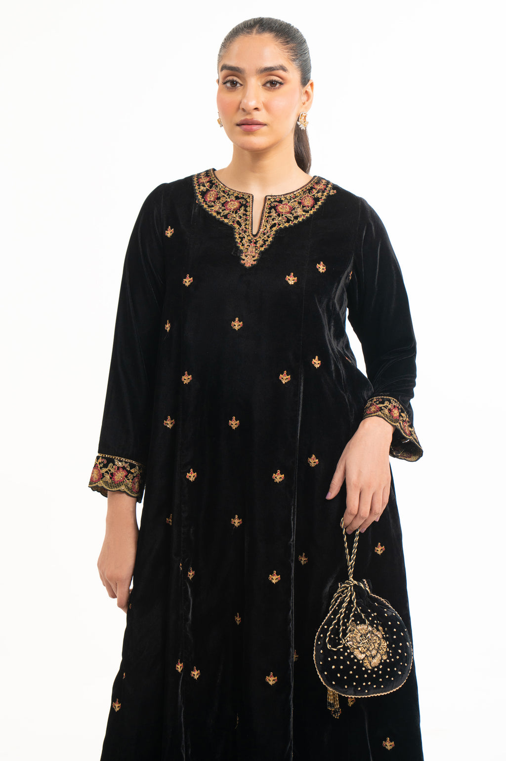 EMBROIDERED VELVET SHIRT & BOTTOM