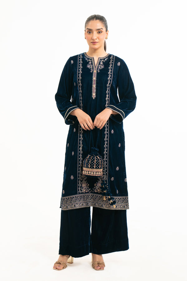 EMBROIDERED VELVET SHIRT BOTTOM