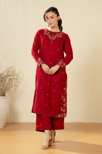 EMBROIDERED VELVET SHIRT BOTTOM